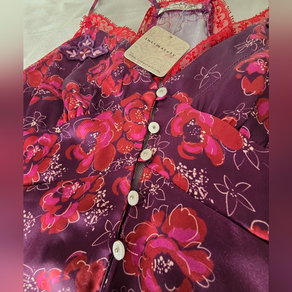 NWT Free People Intimately Free Floral Satin Lace Cami Eggplant XS Boho Romantic - Picture 5 of 16
